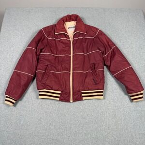 Vintage 70s 80s Windbreaker Sportswear Burgundy Puffer Jacket Mens Small